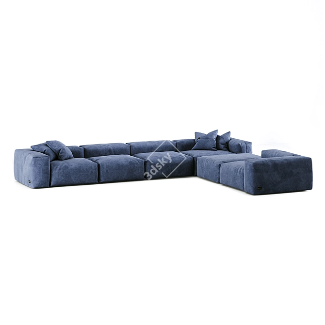 Modular Corner Sofa with Pillows 3D model image 3