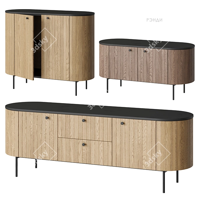 Randy TV Stand Wood Brown 3D model image 1