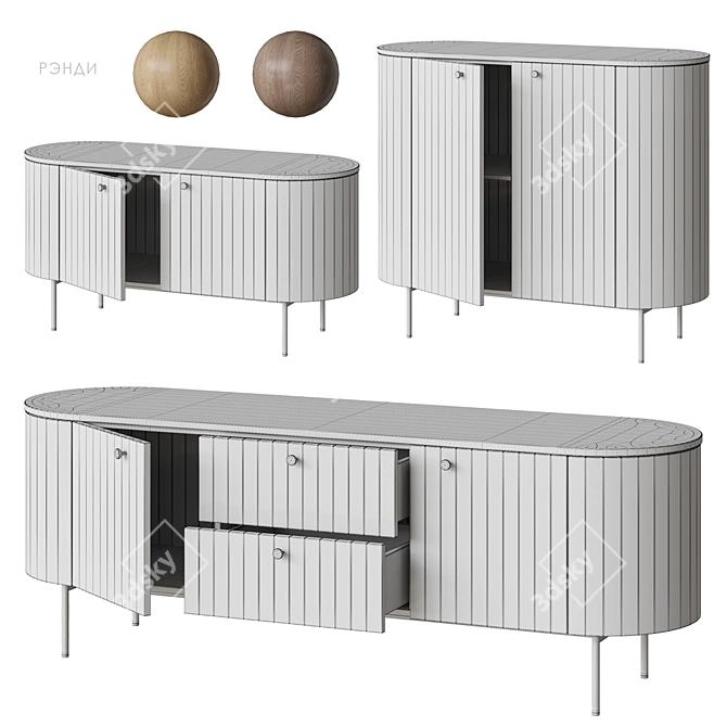 Randy TV Stand Wood Brown 3D model image 6