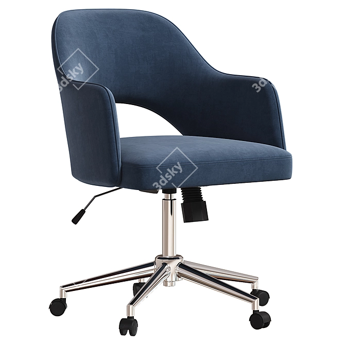 Ergonomic Office Chair in Blue 3D model image 3