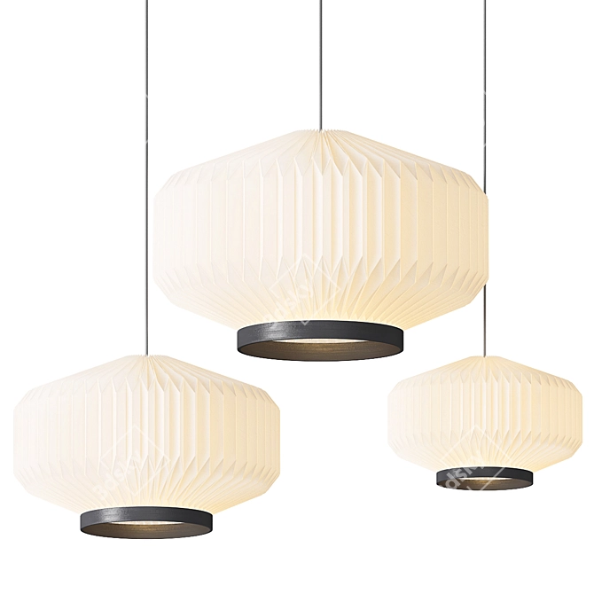 Minimalist Bamboo Pendant Lamp 3D model image 2