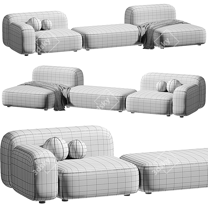 Ribble 3 Modular Sofa Set 3D model image 6