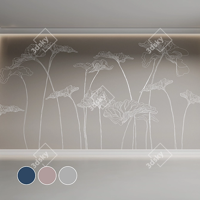 Floral Wallpaper Mural Coordinates 3D model image 1