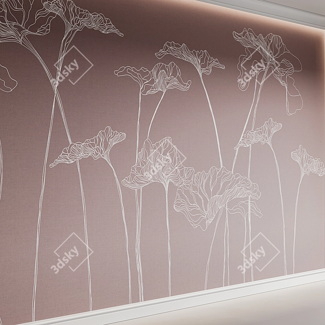 Floral Wallpaper Mural Coordinates 3D model image 2