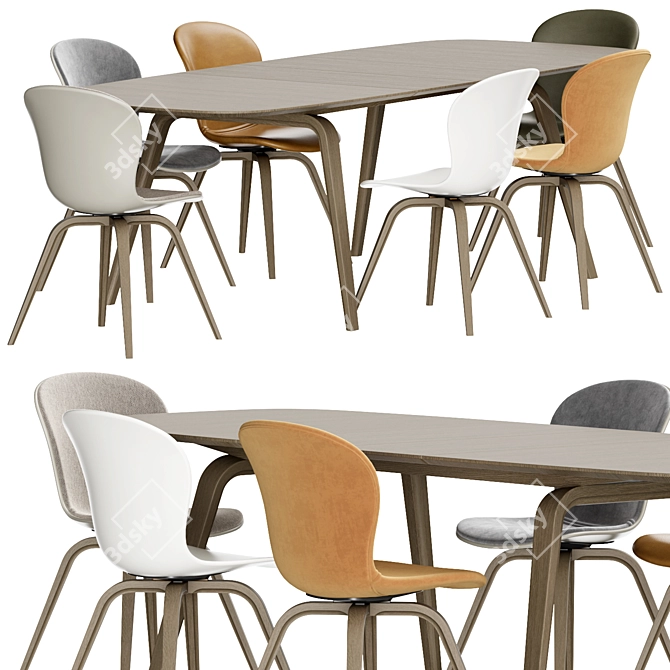 Hauge Dining Set: Table + Chair 3D model image 5