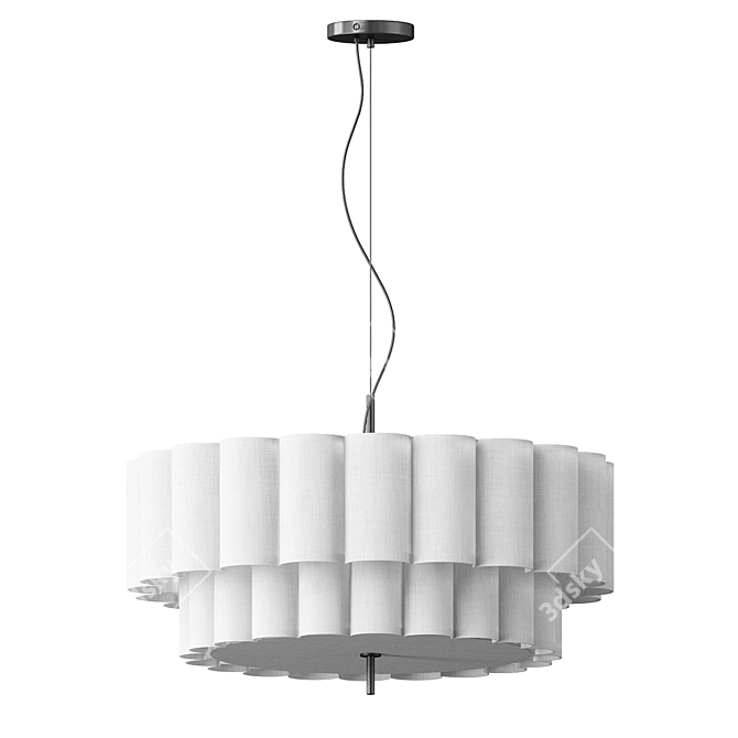 Natural Linen Pendant Light 3D model image 12