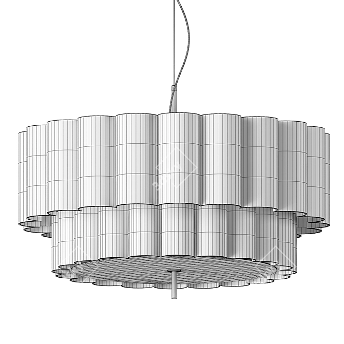 Natural Linen Pendant Light 3D model image 14