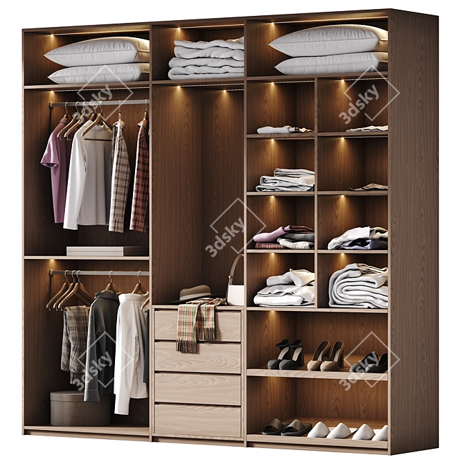 Title: Open Wardrobe Closet 3D model image 2