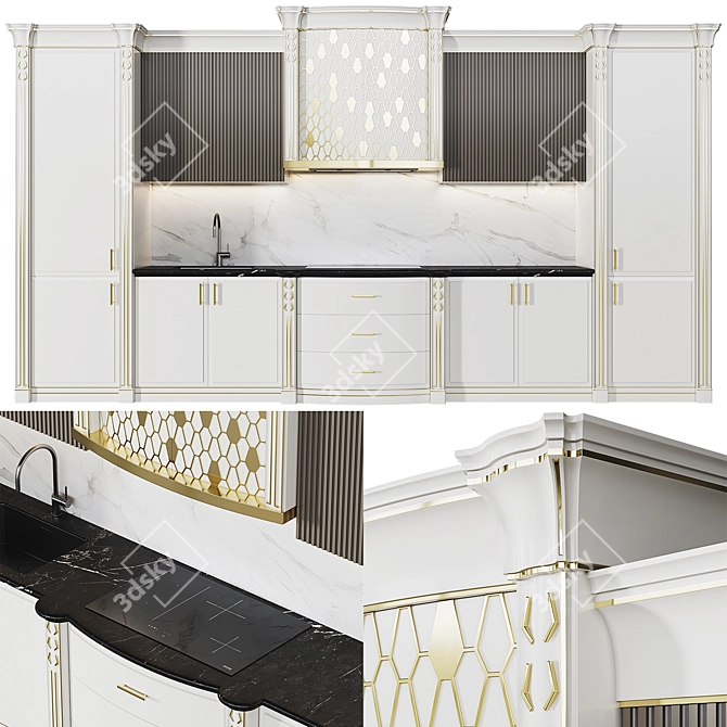 Stylish Antelope Calice Kitchen Kit 3D model image 1