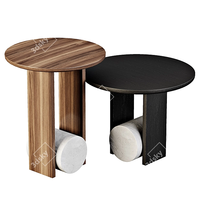 Modern Geometric Side Table Blue 3D model image 1