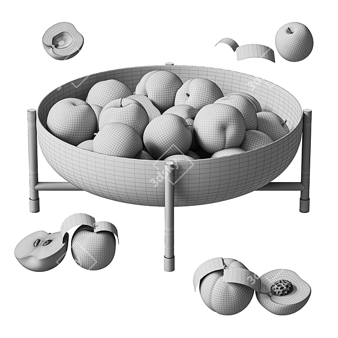 Seamless High-Quality Peach Bowl Model 3D model image 4