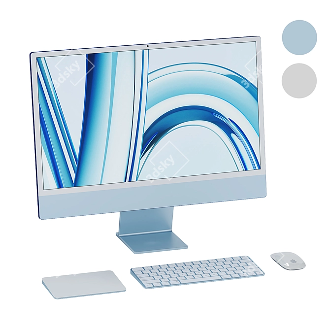 Blue and Silver iMac Bundle 3D model image 1