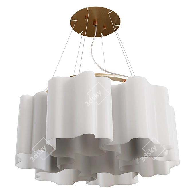 Nubi Chandelier Matte Glass Golden 3D model image 1