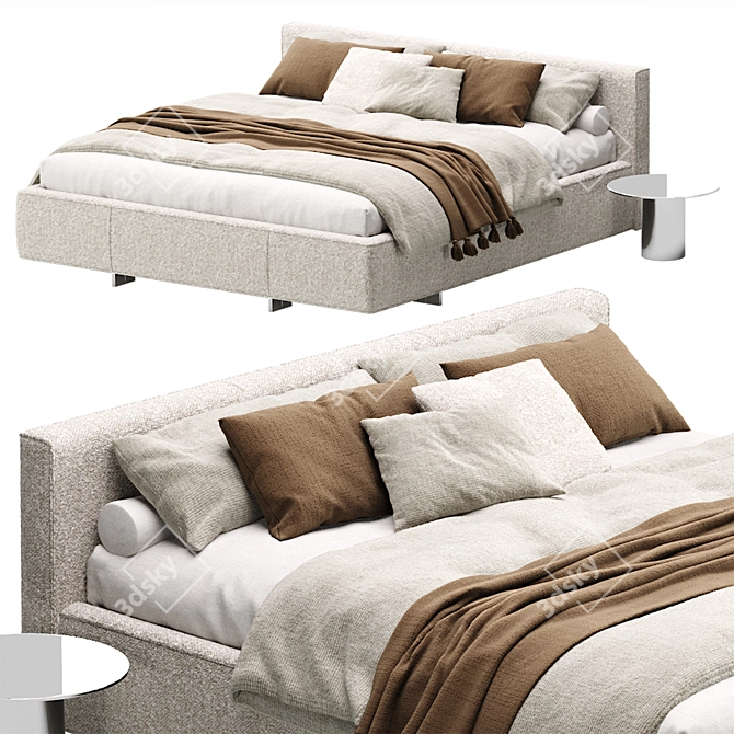 Contemporary Yves Bed Furniture Piece 3D model image 6