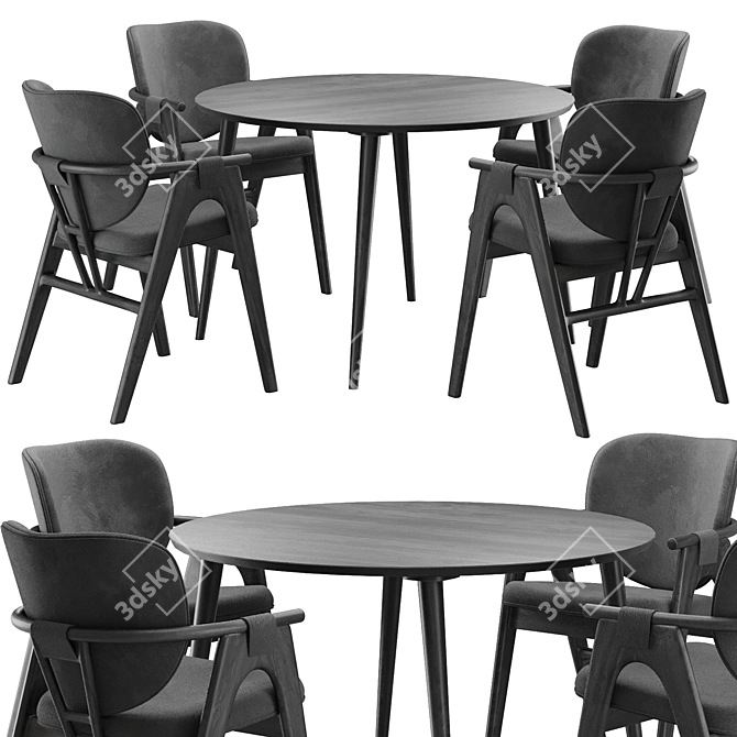 Modern Dining Chair and Table 3D model image 1