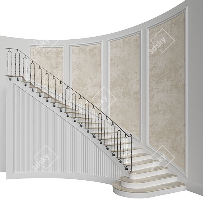 Classic Spiral Staircase 5 3D model image 1