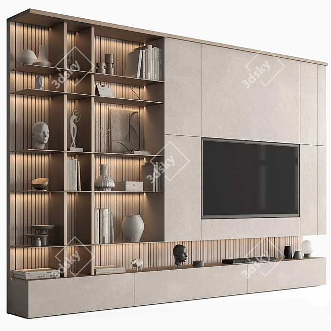 Beige TV Wall Mount Set 3D model image 1