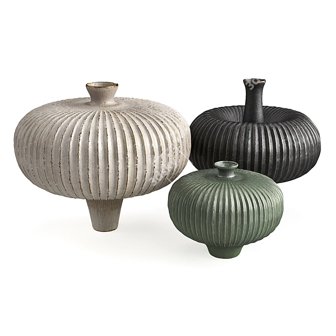 Mystical Mushroom Vases in Various Sizes 3D model image 1