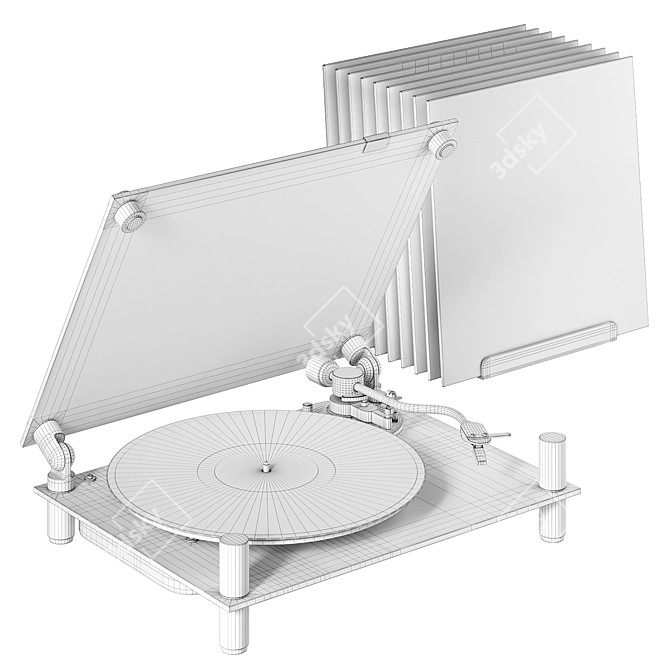 Clear Black Vinyl Turntable 3D model image 7