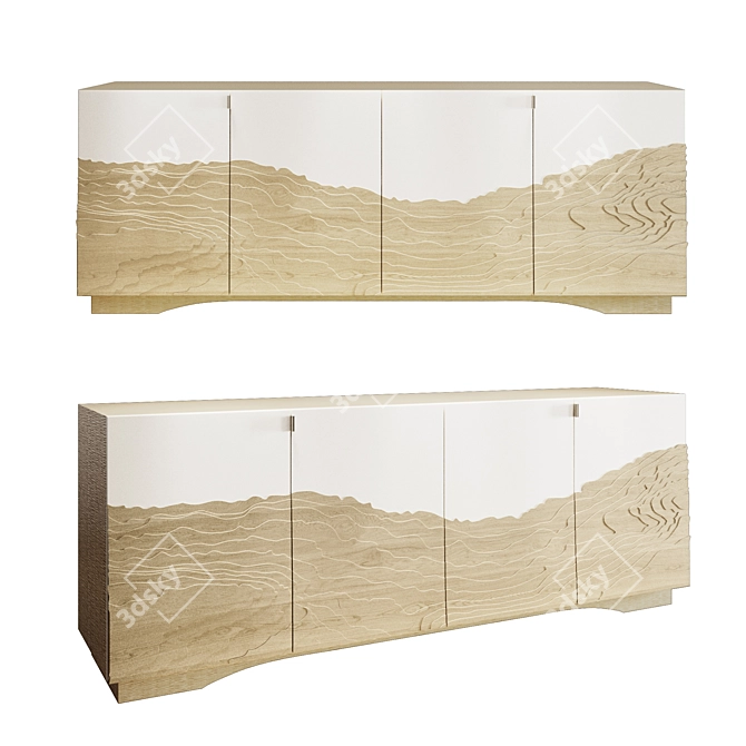 Modern Geometric Design Credenza 3D model image 1