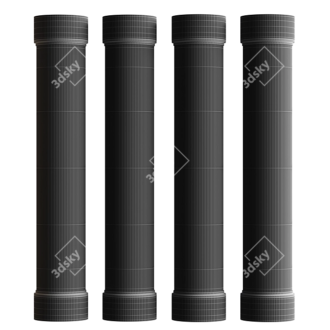 Elegant Relief Glass Round Columns 3D model image 4