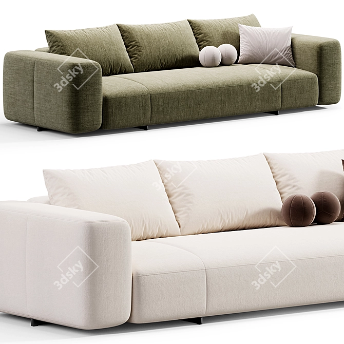 Sleek Contemporary Yves Sofa Minotti 3D model image 3