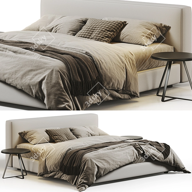 Sleek Elm Iron Brody Bed 3D model image 1