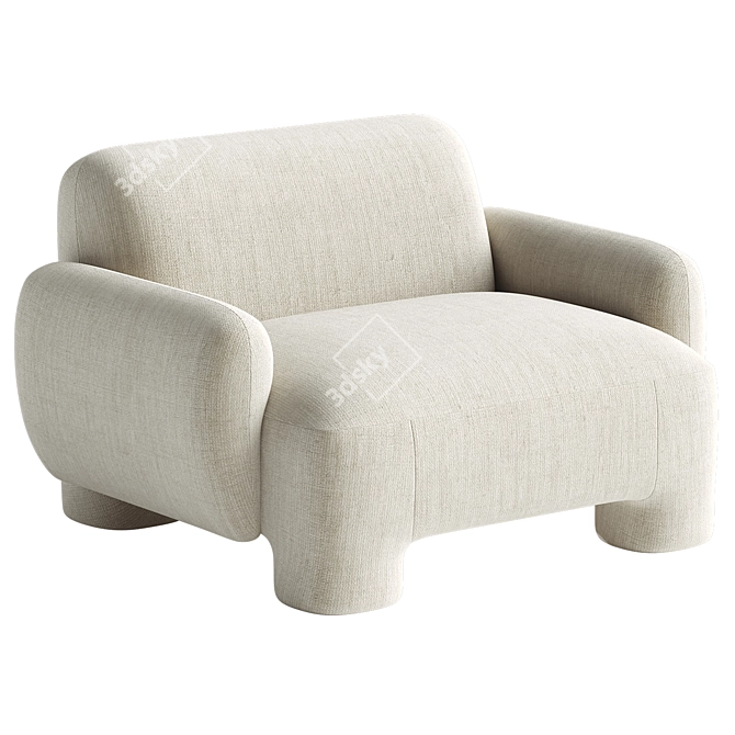 Modern Mingh Chair Cream Model 3D model image 1