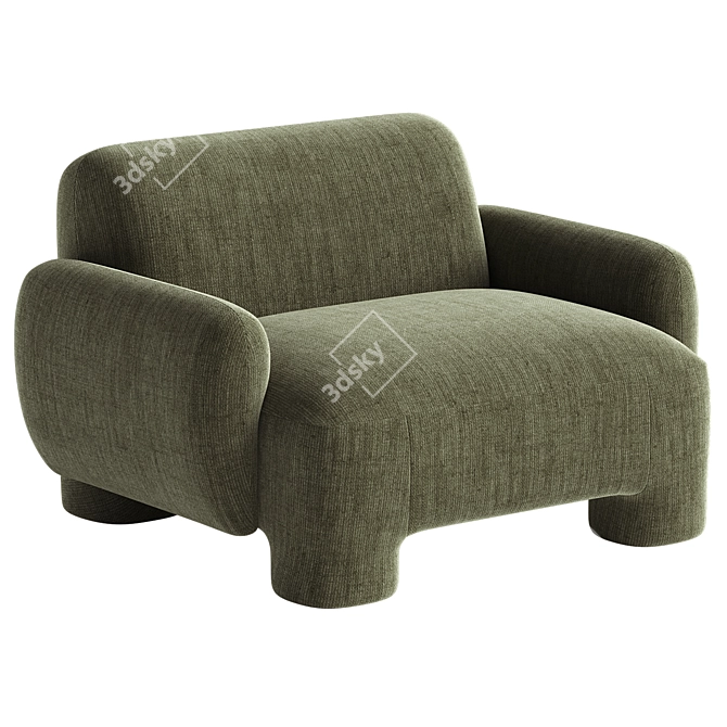 Modern Mingh Chair Cream Model 3D model image 2