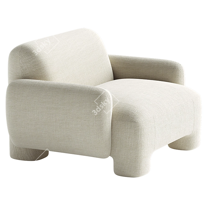 Modern Mingh Chair Cream Model 3D model image 4