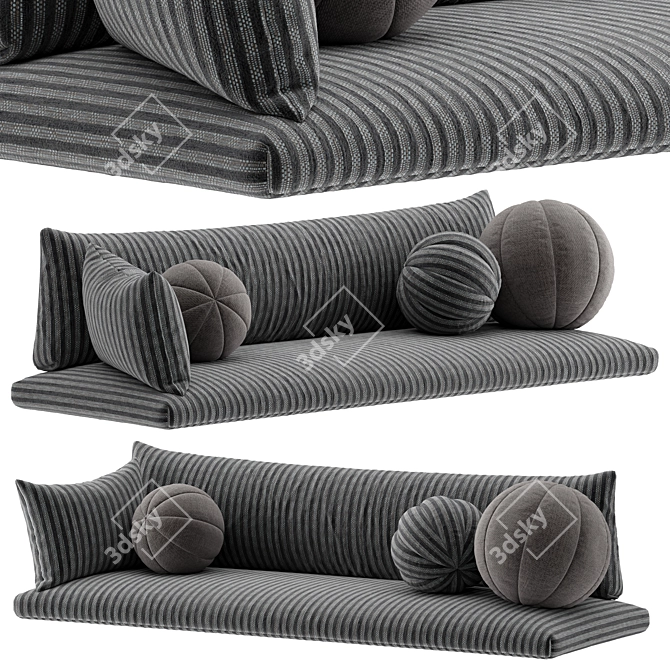 Fabric Texture Window Seat Pillows 3D model image 1