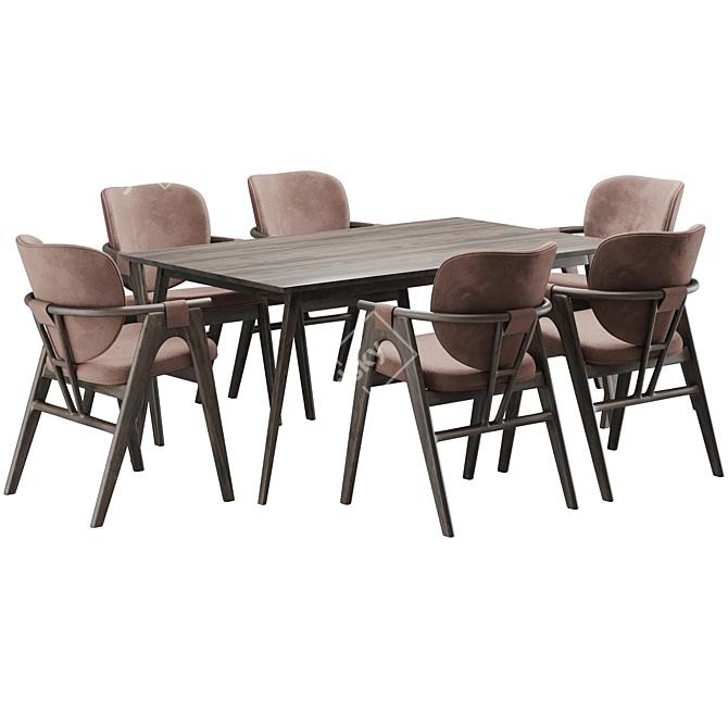 Contemporary Dining Chair & Table 3D model image 2