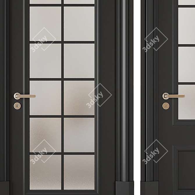 Modern Entrance Door Set 77 3D model image 4