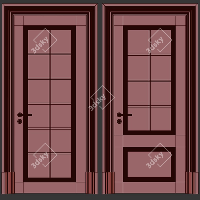 Modern Entrance Door Set 77 3D model image 5