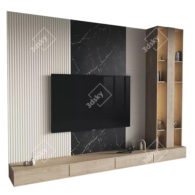 Modern TV Wall Set Model 3D model image 1