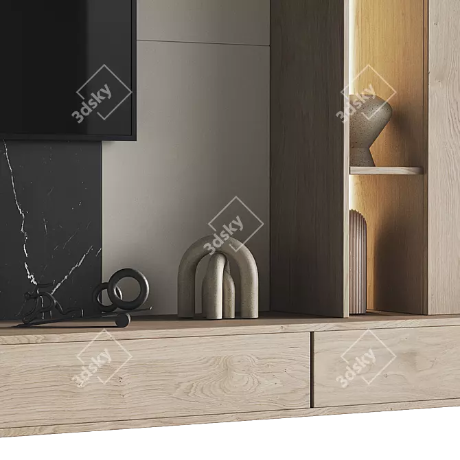 Modern TV Wall Set Model 3D model image 3