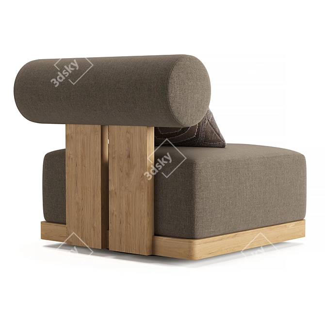 Restoration Hardware Teak Swivel Lounge Chair 3D model image 3