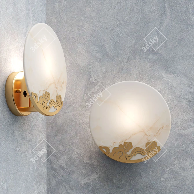 Ando Brass Alabaster Wall Lamp 3D model image 2