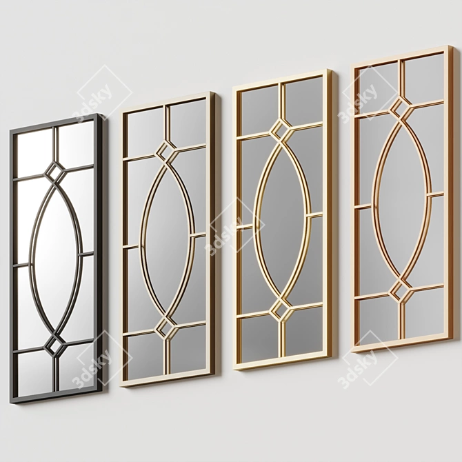 Metallic Geometric Wall Mirror 3D model image 5