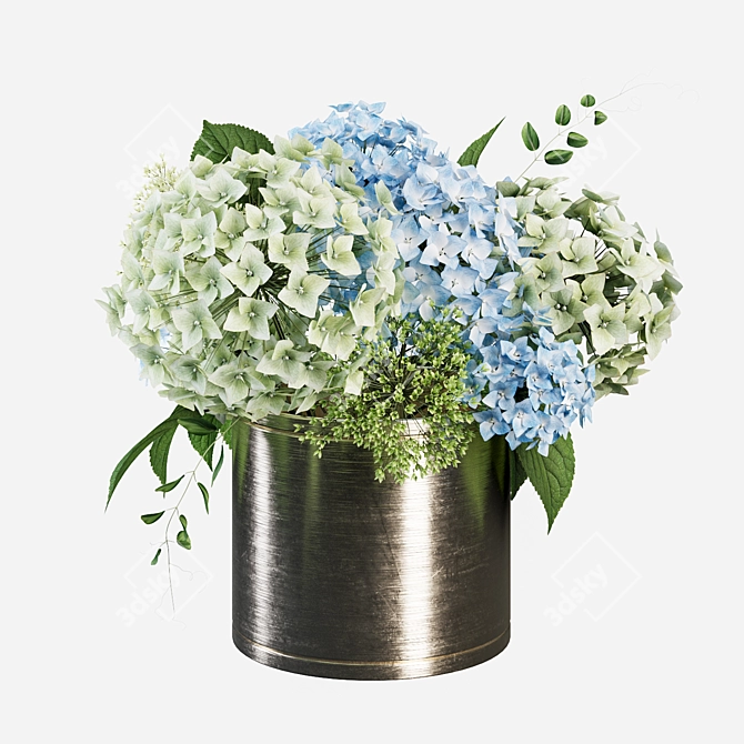 Hydrangea Vase Bouquet with Textures 3D model image 2