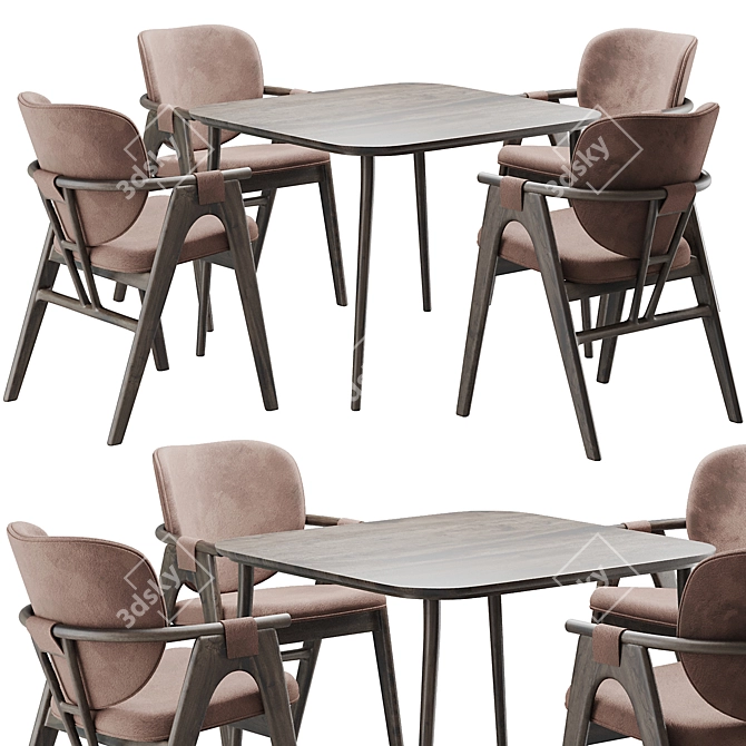 Rowanoke Dining Armchair Set 3D model image 1