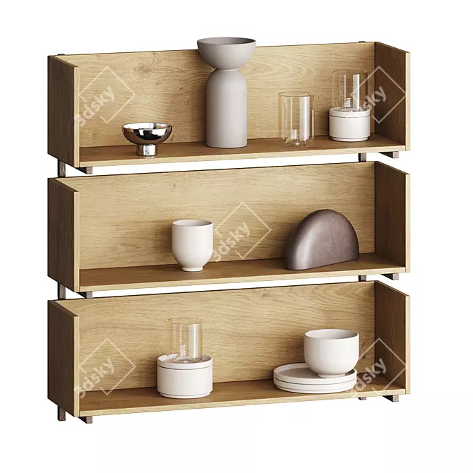 Minimalist Stack Shelf Decor Set 3D model image 2