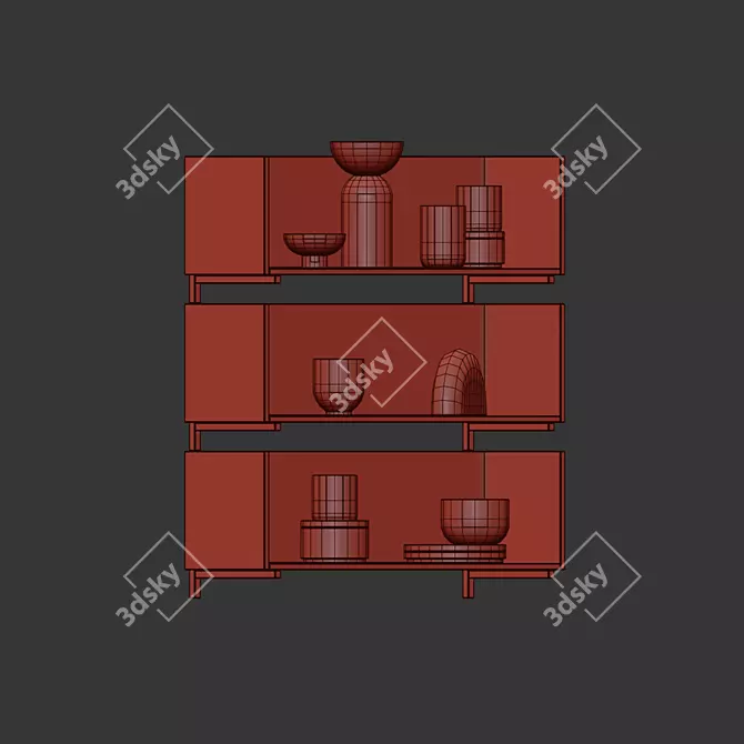 Minimalist Stack Shelf Decor Set 3D model image 4