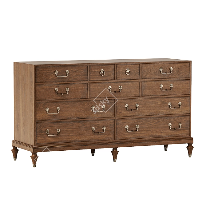 Classic Hickory White Dresser 3D model image 1