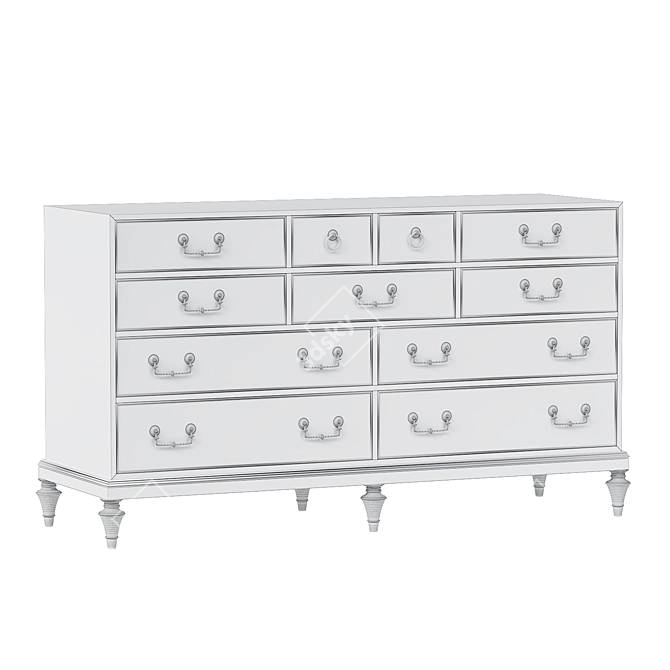 Classic Hickory White Dresser 3D model image 2