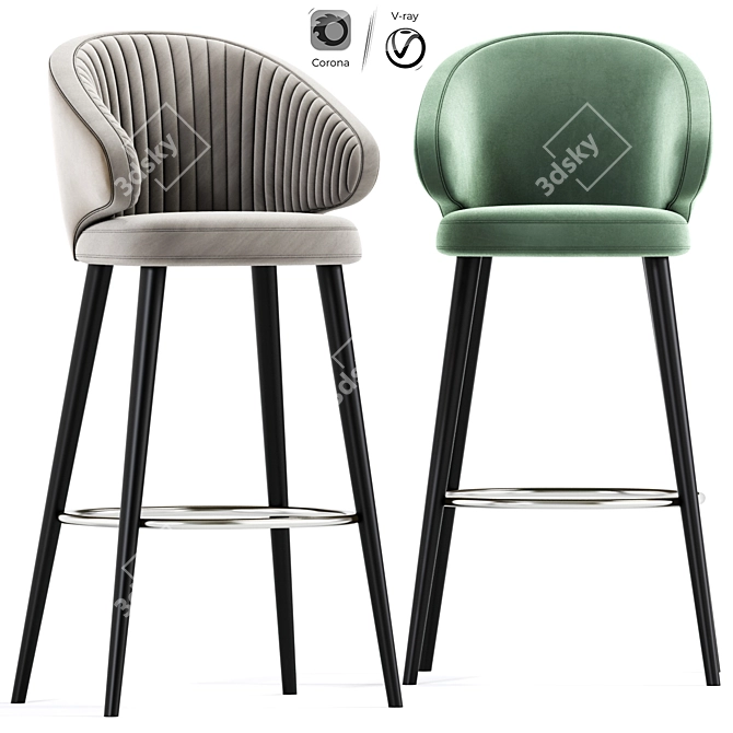 Modern Bar Stool Set 3D 3D model image 1