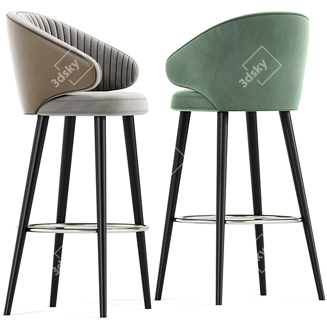 Modern Bar Stool Set 3D 3D model image 2