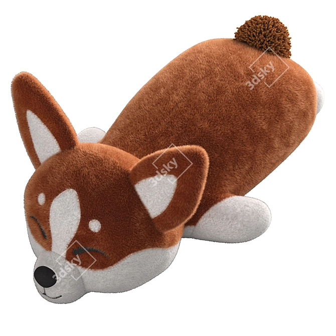 Corgi Plush Toy with Hair Simulation 3D model image 1