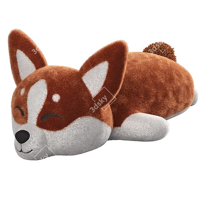 Corgi Plush Toy with Hair Simulation 3D model image 4