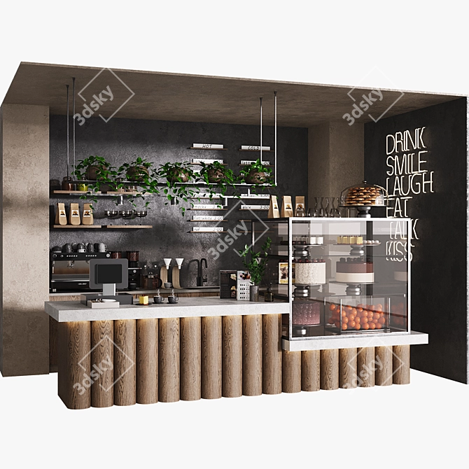 Modern Coffee Shop Setup 3D model image 2